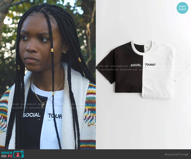 Social Tourist Unisex Social Tourist Crop Tee worn by Naomi McDuffie (Kaci Walfall) on Naomi