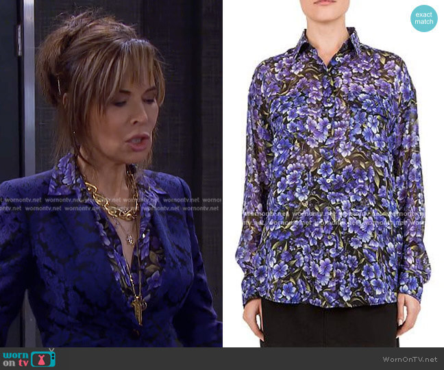 The Kooples Hortensia Silk Shirt worn by Kate Roberts (Lauren Koslow) on Days of our Lives