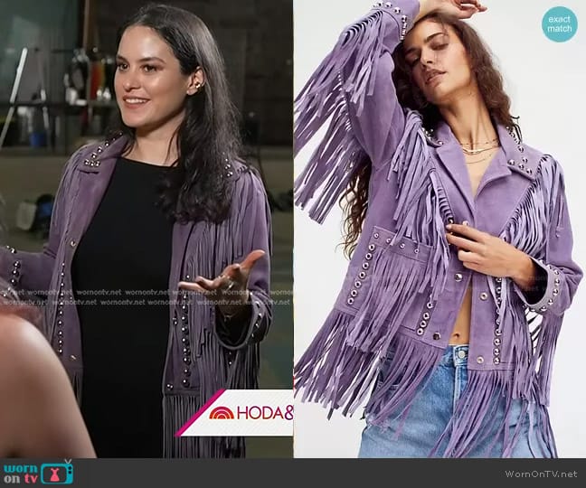 Free People Howdy Studded Jacket worn by Donna Farizan on Today