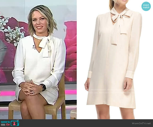 Gal Meets Glam Ines Tie Neck Long Sleeve Shift Dress worn by Dylan Dreyer on Today