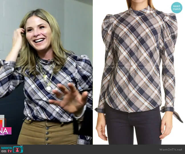 Veronica Beard Isabel Plaid Top worn by Jenna Bush Hager on Today