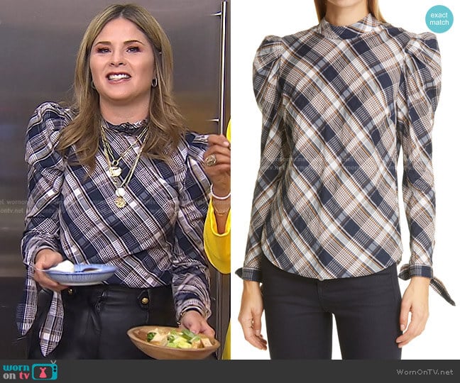 Veronica Beard Isabel Plaid Top worn by Jenna Bush Hager on Today