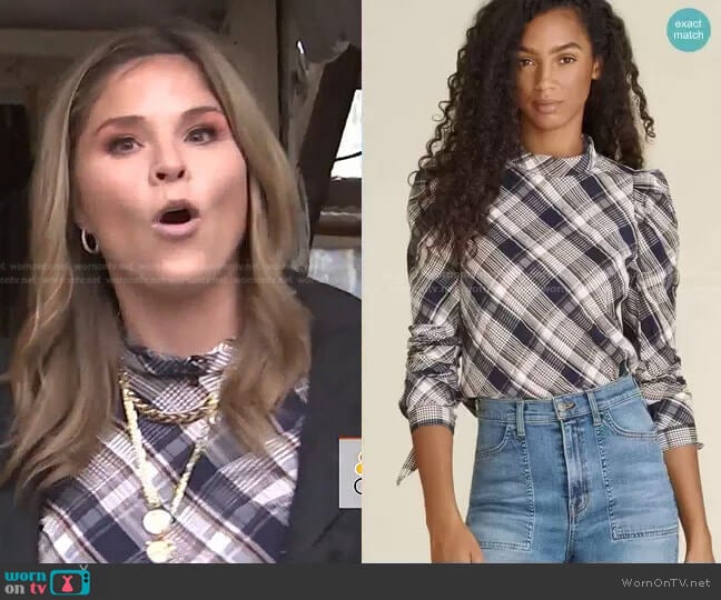 Veronica Beard Isabel Plaid Top worn by Jenna Bush Hager on Today