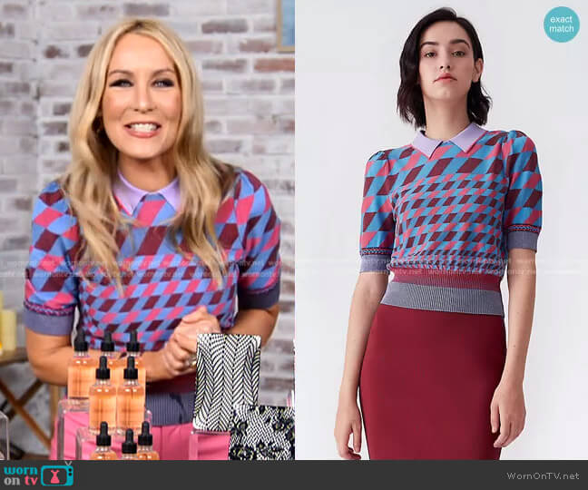 Diane von Furstenberg Jenny Collared Knit Pullover worn by Chassie Post on Today