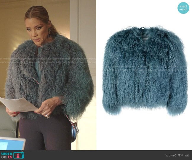 Jil Sander Cropped Lamb Fur Jacket worn by Dominique Deveraux (Michael Michele) on Dynasty