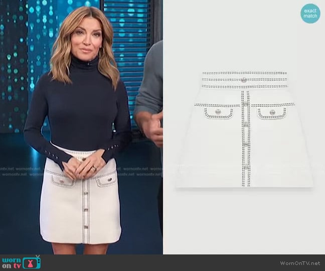 Maje Jargelo Houndstooth Skirt worn by Kit Hoover on Access Hollywood