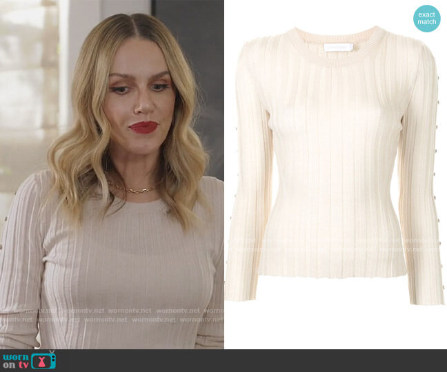 Jonathan Simkhai Button Sleeve Knitted Jumper worn by Laura Baker (Monet Mazur) on All American
