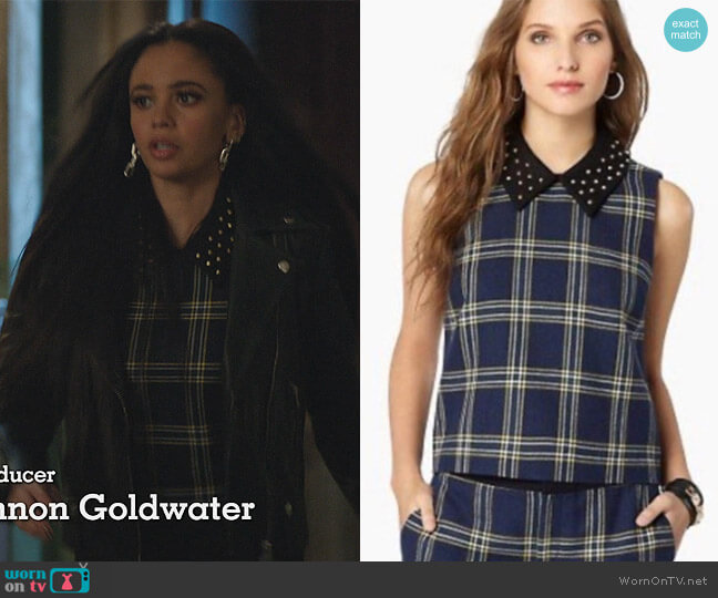 Juicy Couture Studded Plaid Top worn by Toni Topaz (Vanessa Morgan) on Riverdale