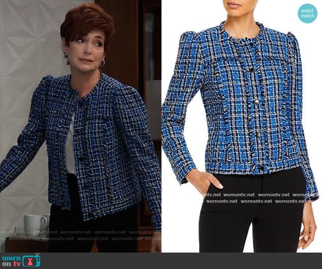 Karl Lagerfeld Plaid Tweed Jacket worn by Diane Miller (Carolyn Hennesy) on General Hospital