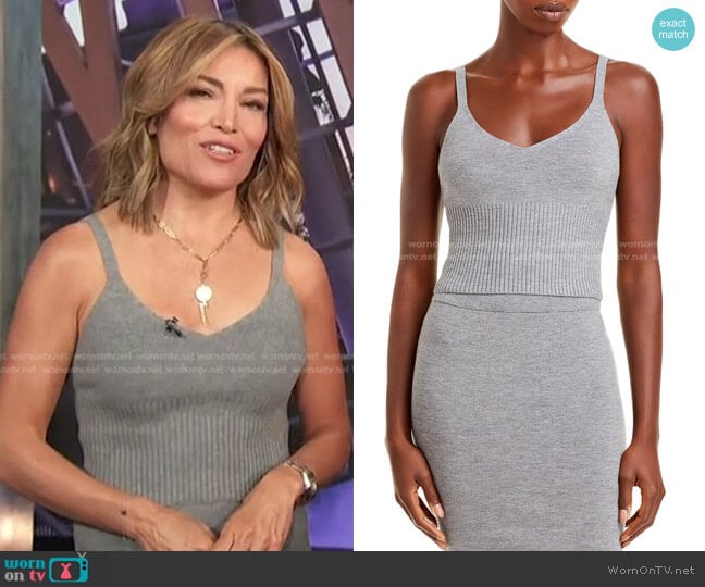 Alice + Olivia Kenna Sweater Knit Crop Camisole worn by Kit Hoover on Access Hollywood