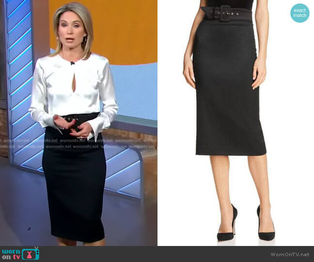 Alice + Olivia Kerstin Belted Pencil Skirt worn by Amy Robach on Good Morning America