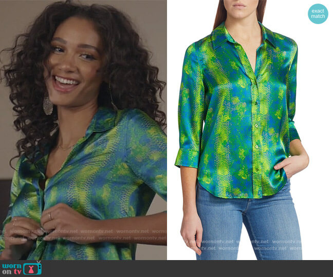 L'Agence Dani Amazon Silk Blouse worn by Layla Keating (Greta Onieogou) on All American