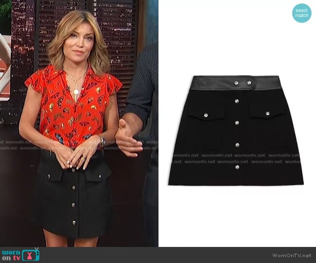 The Kooples Leather Waist Wool Skirt worn by Kit Hoover on Access Hollywood