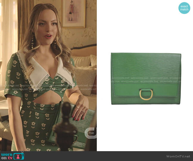 Louis Vuitton Lena Epi Leather Clutch Bag worn by Fallon Carrington (Elizabeth Gillies) on Dynasty