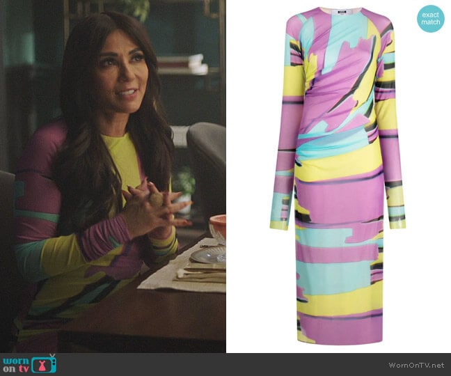 MSGM Printed Ruched Maxi Dress worn by Hermione Lodge (Marisol Nichols) on Riverdale