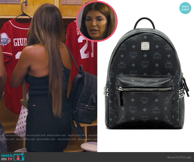 MCM Small Stark Visetos Backpack worn by Teresa Giudice on The Real Housewives of New Jersey