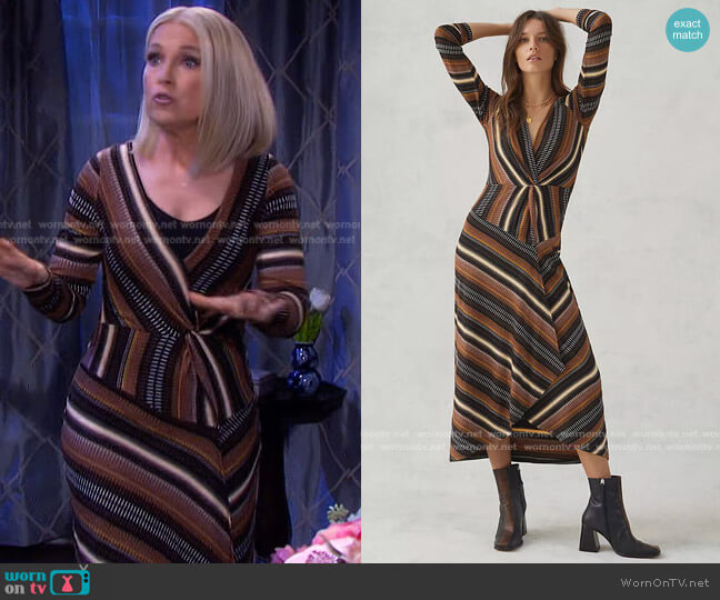 Maeve Striped Wrap Midi Dress worn by Jennifer Horton (Melissa Reeves) on Days of our Lives