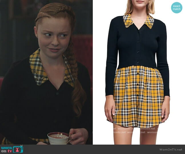 Maje Trompe-L’Oeil Tartan Plaid Dress