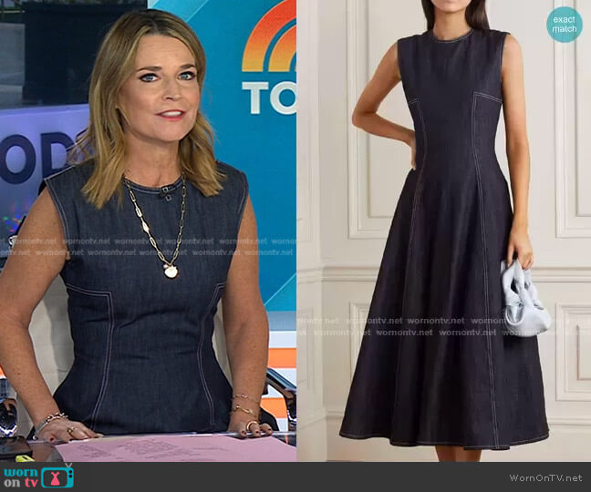 Emilia Wickstead Mara Pleated Denim Midi Dress worn by Savannah Guthrie on Today