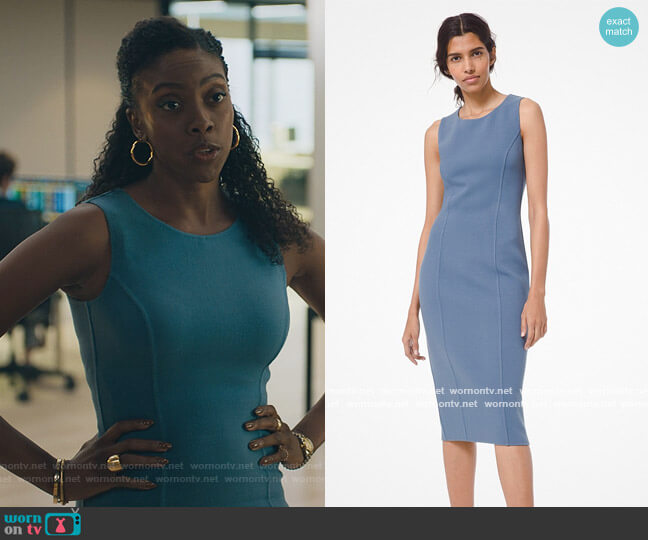 Michael Kors Stretch Wool Boucle Sheath Dress worn by Kate Sacker (Condola Rashad) on Billions