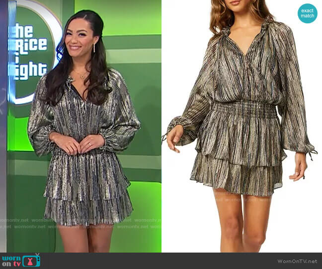 Misa Los Angeles Shirin Metallic Dress worn by Alexis Gaube on The Price is Right