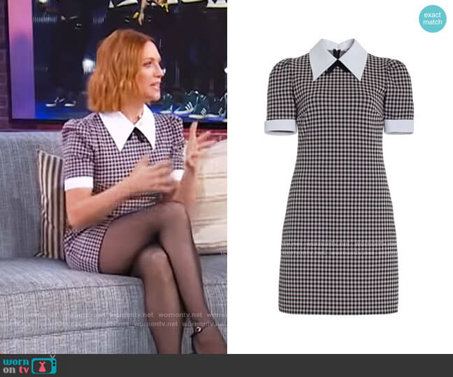 Miu Miu Collared Checked Cotton-Blend Jersey Mini Dress