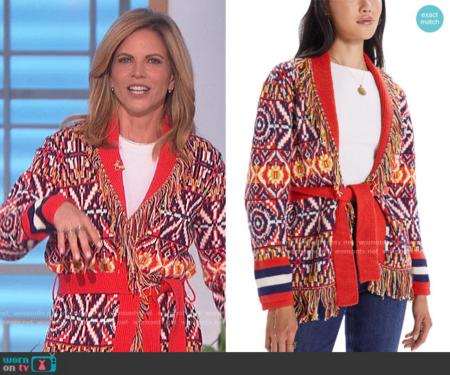 Mother Belted Short Cardigan worn by Natalie Morales on The Talk