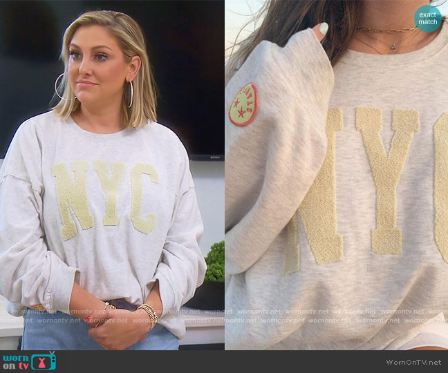 Starfit NYC Patch Crew Neck Sweatshirt worn by Gina Kirschenheiter on The Real Housewives of Orange County