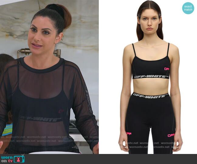 Off-White Logo Techno Jersey Crop Top worn by Jennifer Aydin on The Real Housewives of New Jersey