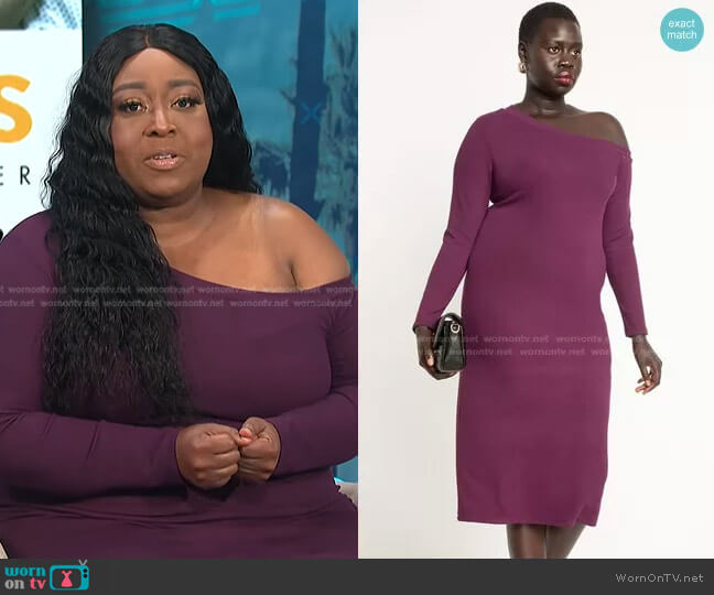 Eloquii One Shoulder Fitted Dress worn by Loni Love on E! News