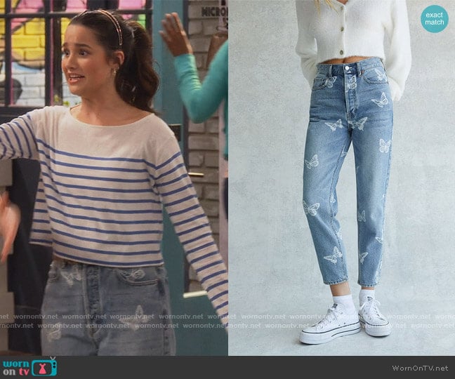 PacSun Eco Butterfly Jeans worn by Lex (Jules LeBlanc) on Side Hustle