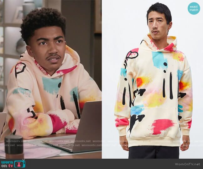 Pacsun Scrap Art Hoodie worn by Jack Johnson (Miles Brown) on Black-ish