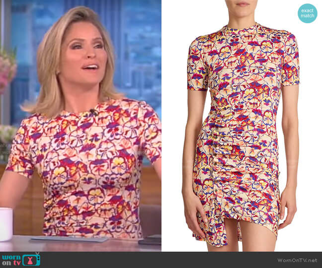 Paco Rabanne Pansy Floral Bodycon Mini-Dress worn by Sara Haines on The View