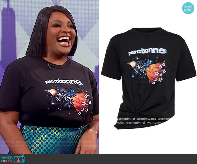 Paco Rabanne Paco Galaxi twist-front printed cotton-jersey T-shirt