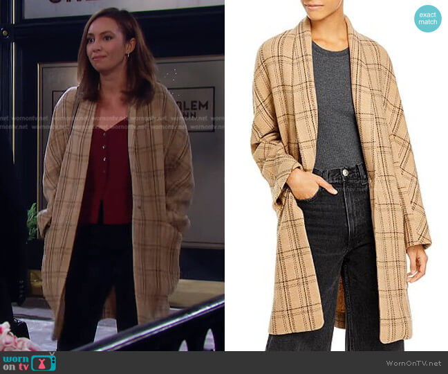 Vince Plaid Collarless Coat worn by Gwen Rizczech (Emily O'Brien) on Days of our Lives