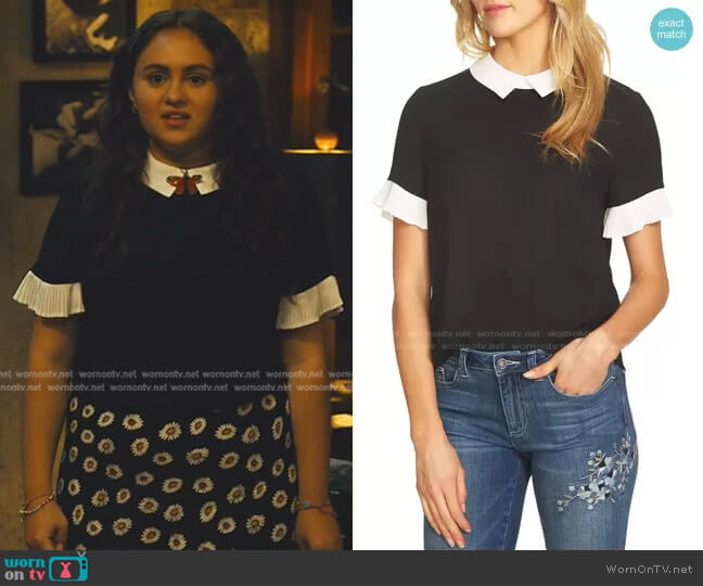 Cece Pleat Sleeve Collared Crepe Blouse worn by Annabelle (Mary-Charles Jones) on Naomi