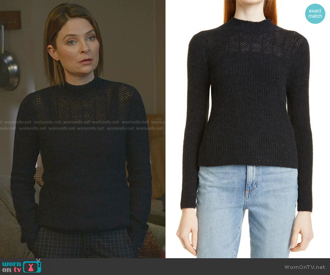 Club Monaco Pointelle Yoke Ribbed Sweater worn by Taylor Rentzel (MacKenzie Meehan) on Bull