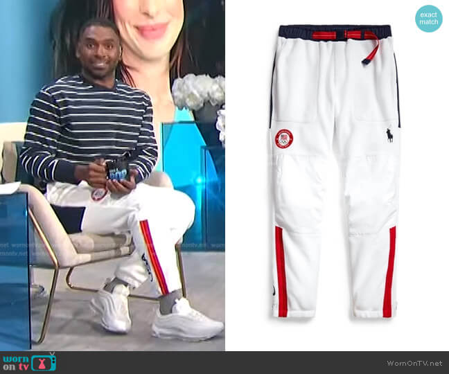 Ralph Lauren Team USA Closing Ceremony Pant worn by Justin Sylvester on E! News