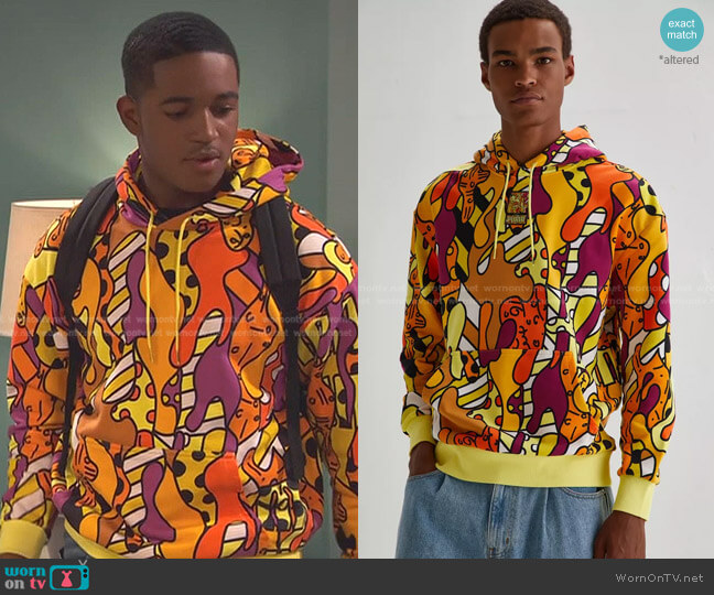 Puma X Britto Allover Print Hoodie Sweatshirt worn by Booker Baxter (Issac Ryan Brown) on Ravens Home