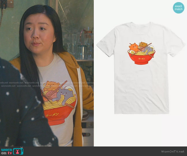 Hot Topic Ramen And Cats T-Shirt worn by Alice Kwan (Sherry Cola) on Good Trouble