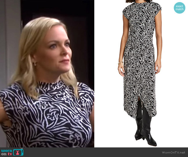 Rebecca Taylor Sleeveless Zebra Lily Dress worn by Belle Brady (Martha Madison) on Days of our Lives