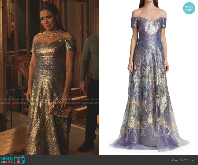 Rene Ruiz Collection Sequined Off-The-Shoulder Gown worn by Rita (Daniella Alonso) on Dynasty