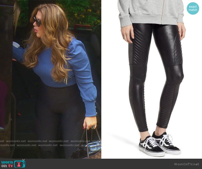 Spanx Faux Leather Moto Leggings worn by Emily Simpson on The Real Housewives of Orange County