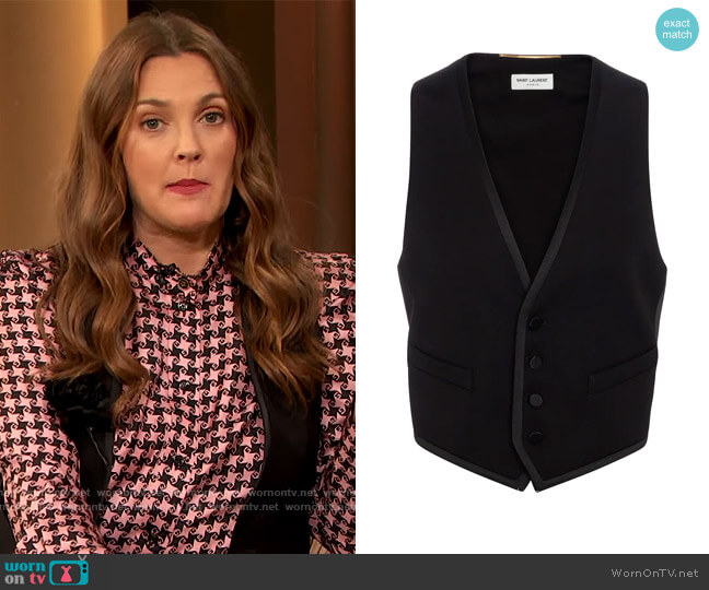 Saint Laurent Wool grain de poudre vest worn by Drew Barrymore on The Drew Barrymore Show