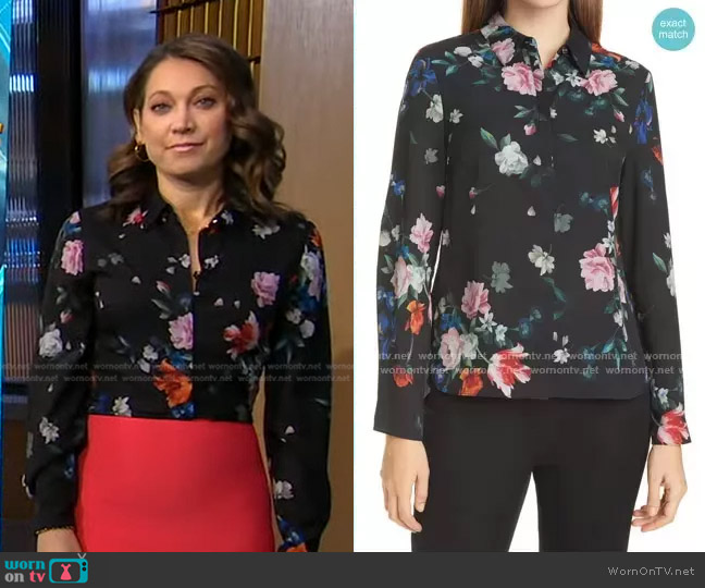 Ted Baker Sandalwood Floral Print Shirt worn by Ginger Zee on Good Morning America