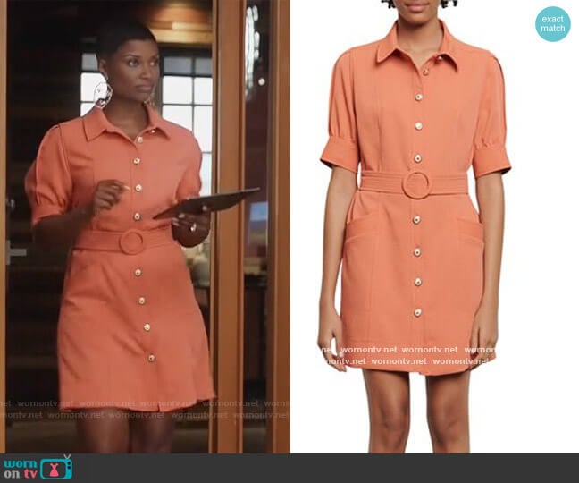Sandro Joody Belted Mini Dress worn by Rose King (Samantha Walkes) on The Kings of Napa