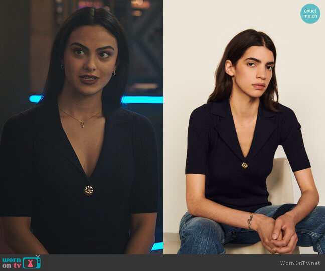 Sandro Short-sleeved Sweater worn by Veronica Lodge (Camila Mendes) on Riverdale