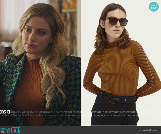 Scotch and Soda Contrast Piping Knitted Sweater worn by Betty Cooper (Lili Reinhart) on Riverdale