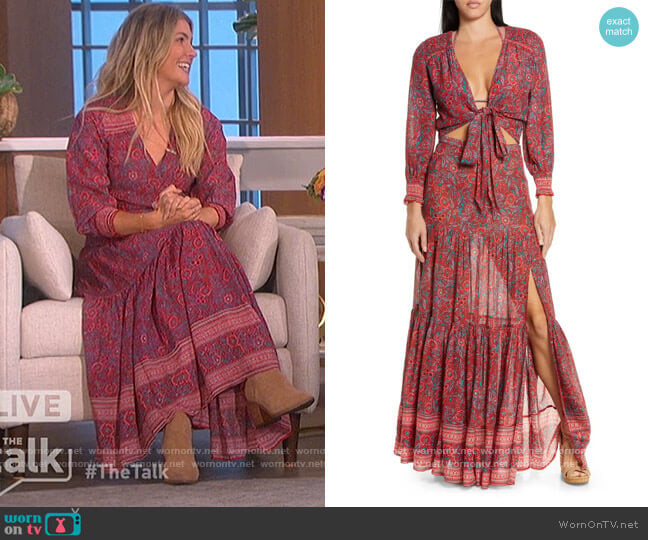 Veronica Beard Sarah Floral Cover-Up Wrap Blouse worn by Amanda Kloots on The Talk