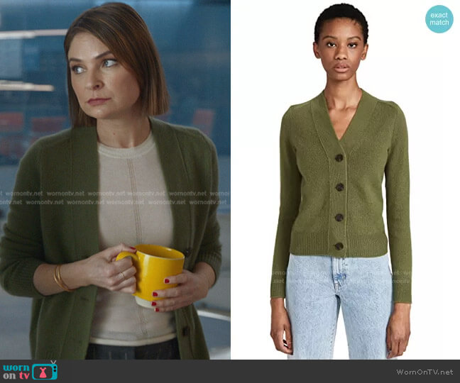 Vince Shrunken Button Cashmere Cardigan worn by Taylor Rentzel (MacKenzie Meehan) on Bull